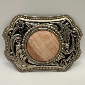 Belt Buckle with large gemstone silver western style